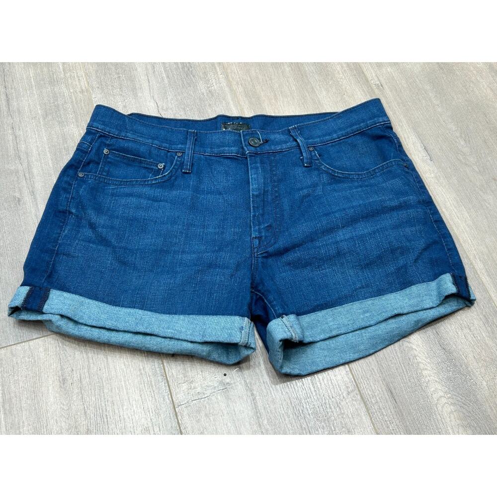 MOTHER Dark Blue Denim Cuffed Women's Shorts